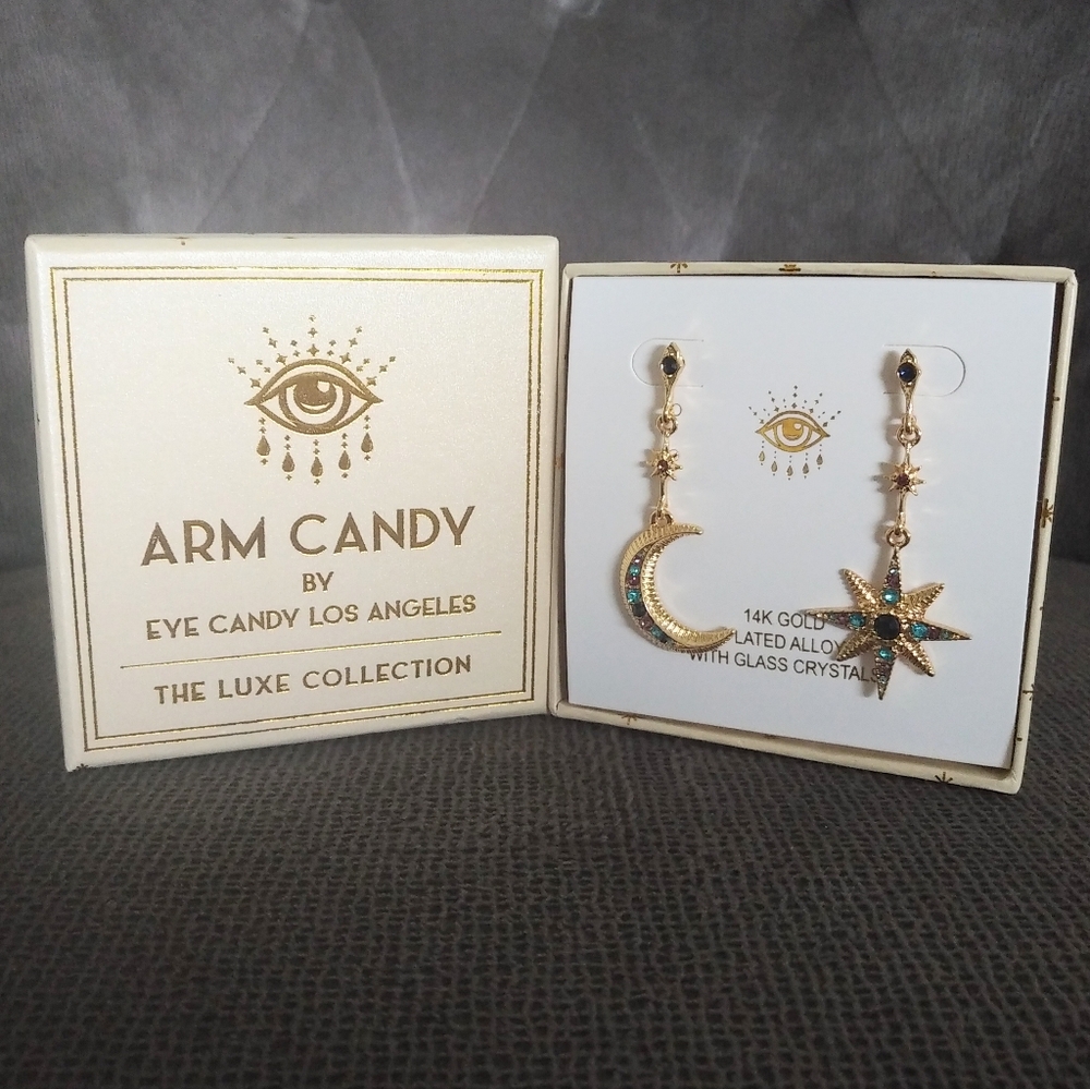 Arm💪 Candy🍭 Moon🌙 and Star⭐ Dangle Earrings - Picture 7 of 13